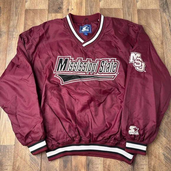 Vintage Mississippi State Starter Pullover Jacket Mens XL Red NCAA Embroidered - Picture 1 of 12